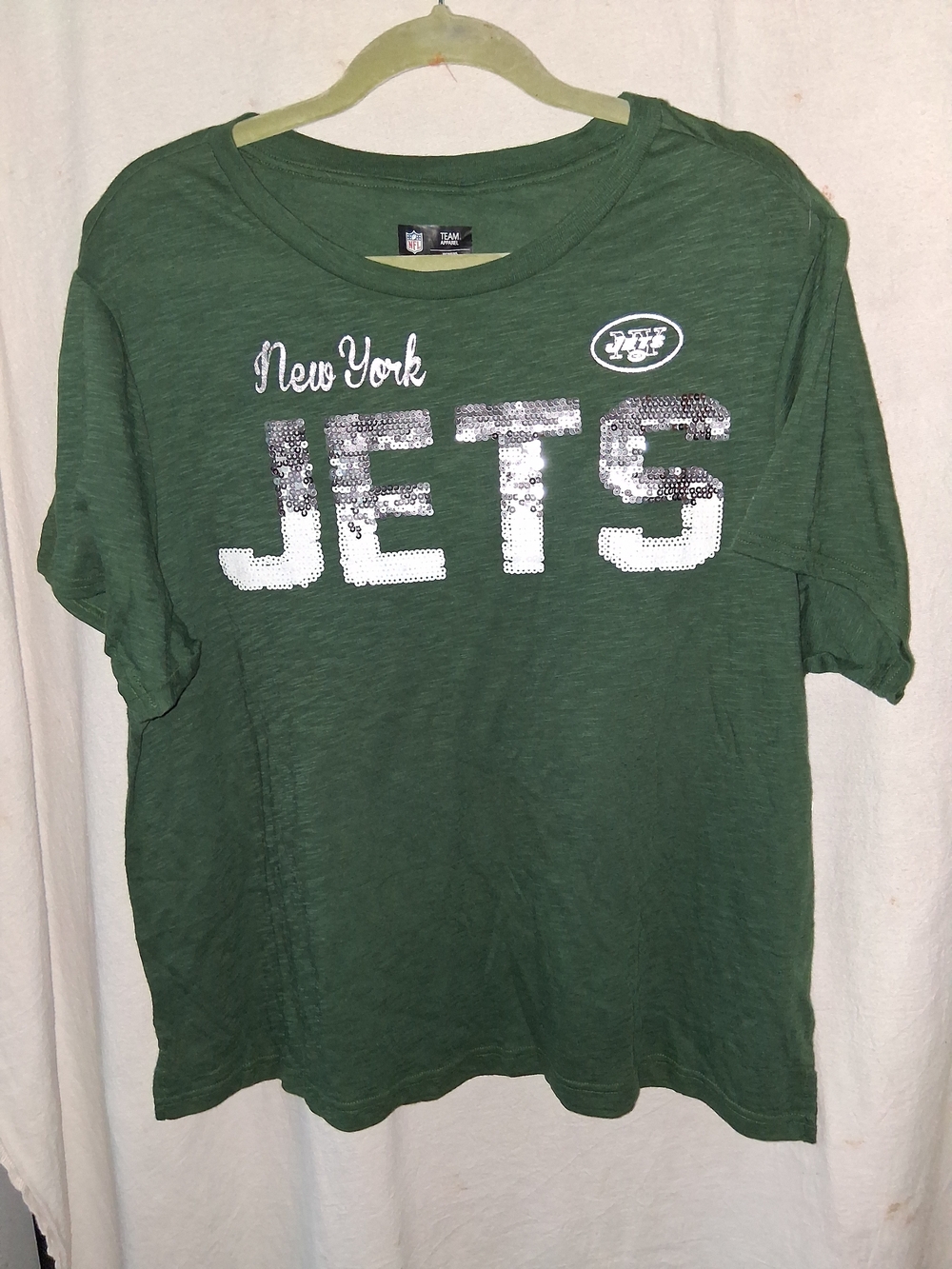 NFL New York Jets Green Sequin Logo Tee